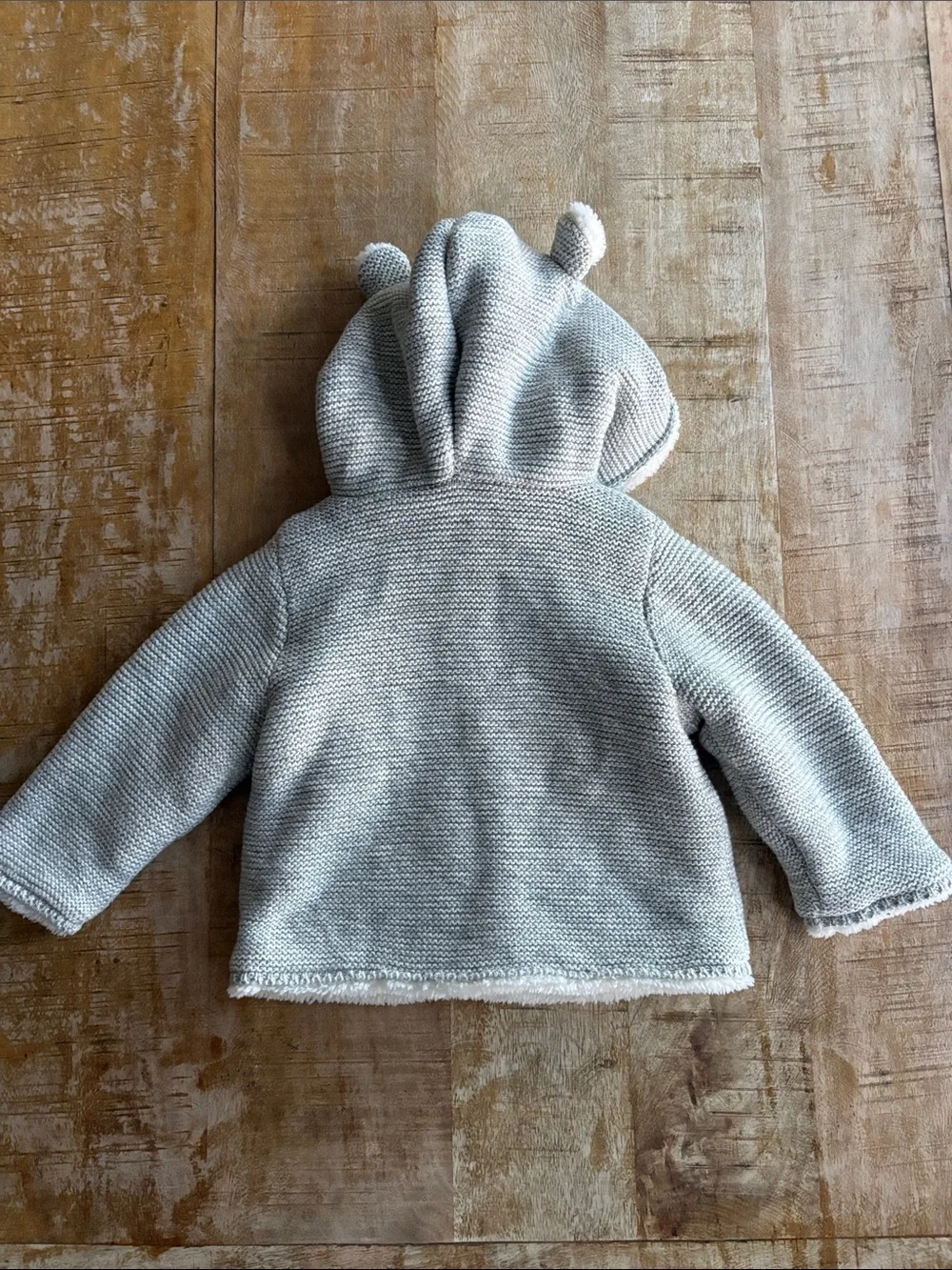 NWT Gap Cozy Hooded Knit Sweater with Sherpa Lining 12-18m